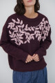 BUZO BORDADO FLOR BURDEOS