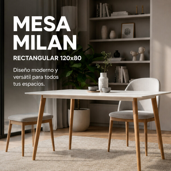 Mesa Comedor ComboHome Milan Rectangular Laqueada 120 x 80 Blanco 1