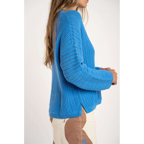 Sweater Texturado Lurex Azul