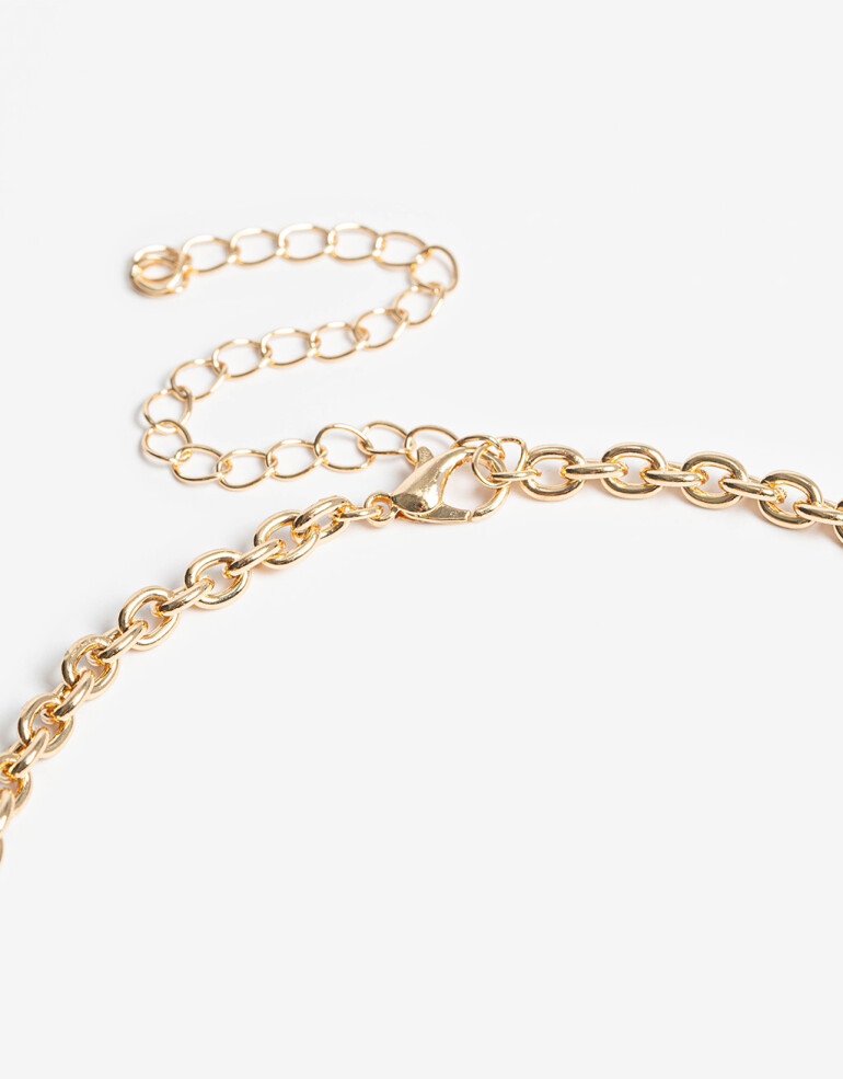 Collares Cortos Canutillos Collar Corto Corazón Con Beads - Dorado