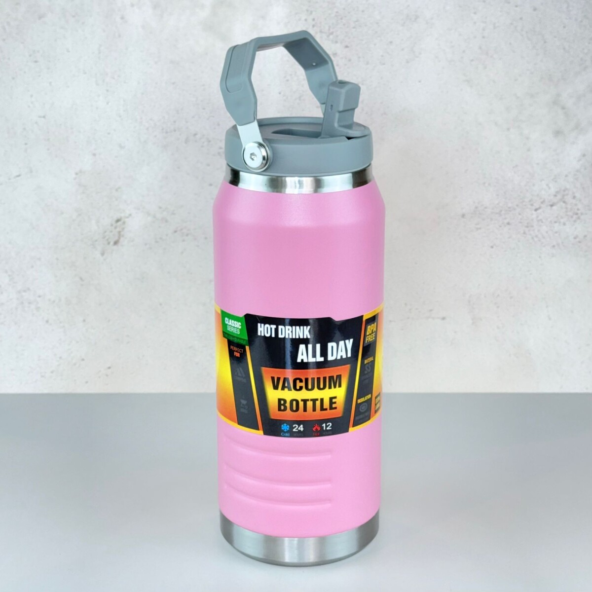 Botella Térmica de Acero Inoxidable con Manija 1200ML | Rosado 