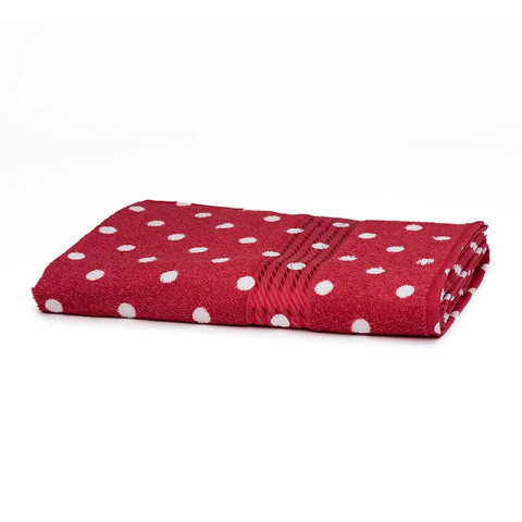 Toalla Baño Estampada Prisma 100% Algodón 70x140 cm Lunares Rojos
