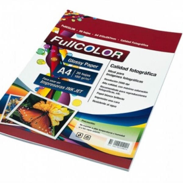 Papel Fotografico Full Colors A4 255gr x20 Glossy