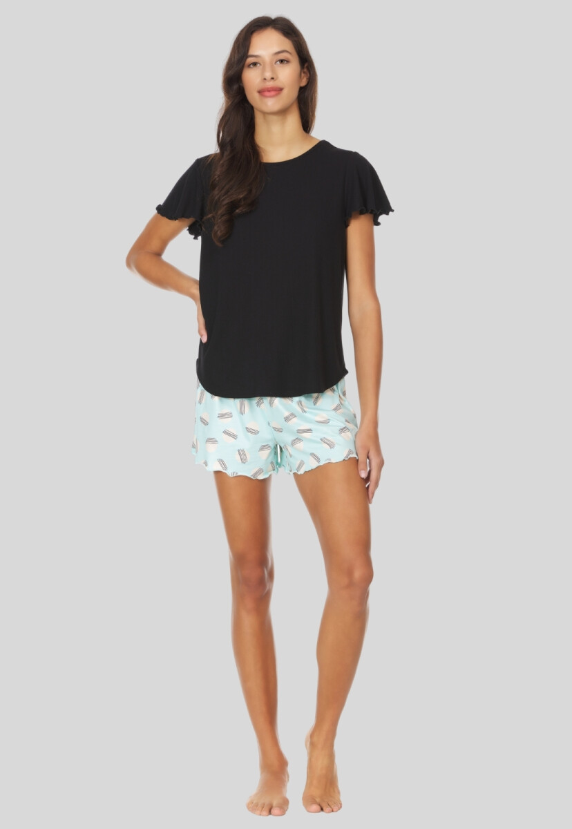 PIYAMA MANGA CORTA - NEGRO 