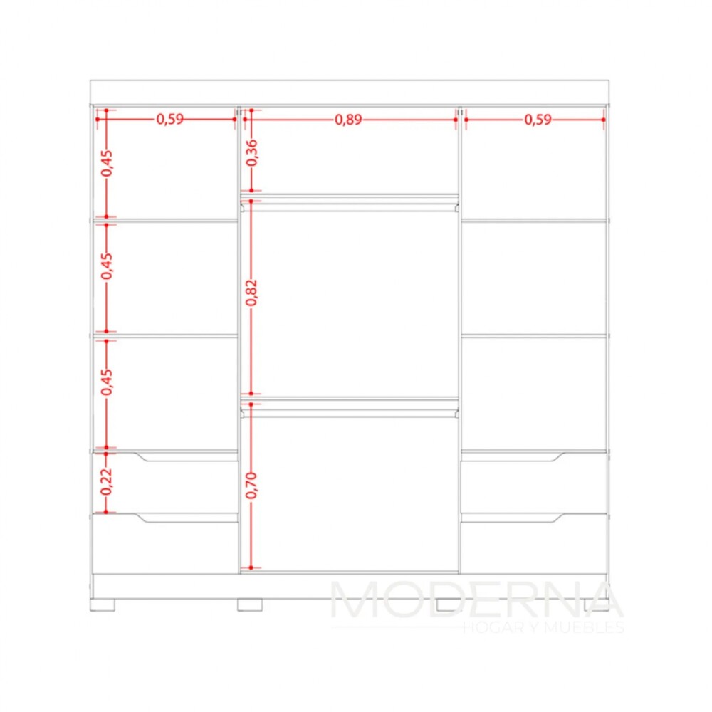 Ropero 4 puertas y 4 cajones - Vivacce Roble/blanco
