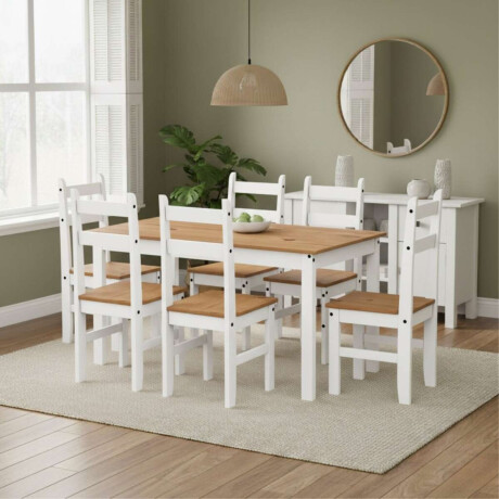 Juego De Comedor Lucia Plus 6 Sillas Madera Blanco