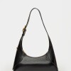 Cartera al hombro Windsor en cuero arrugado Negro