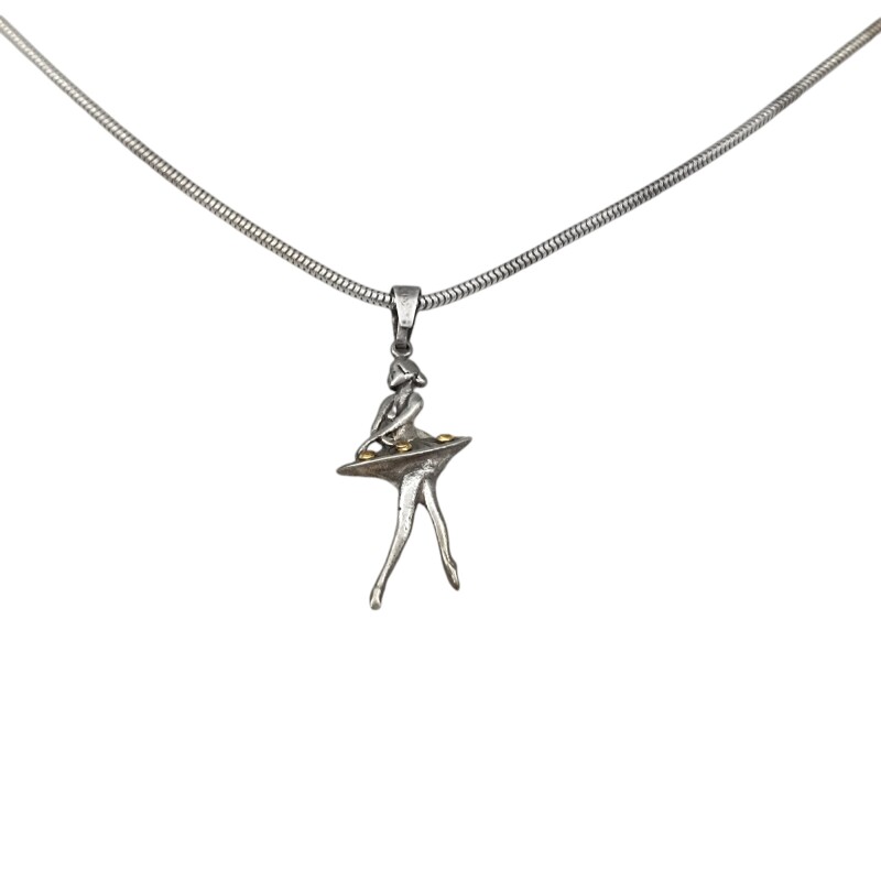 Dije Bailarina plata quemada-Plata y Oro-Sin piedra-CP5290 sinpiedra