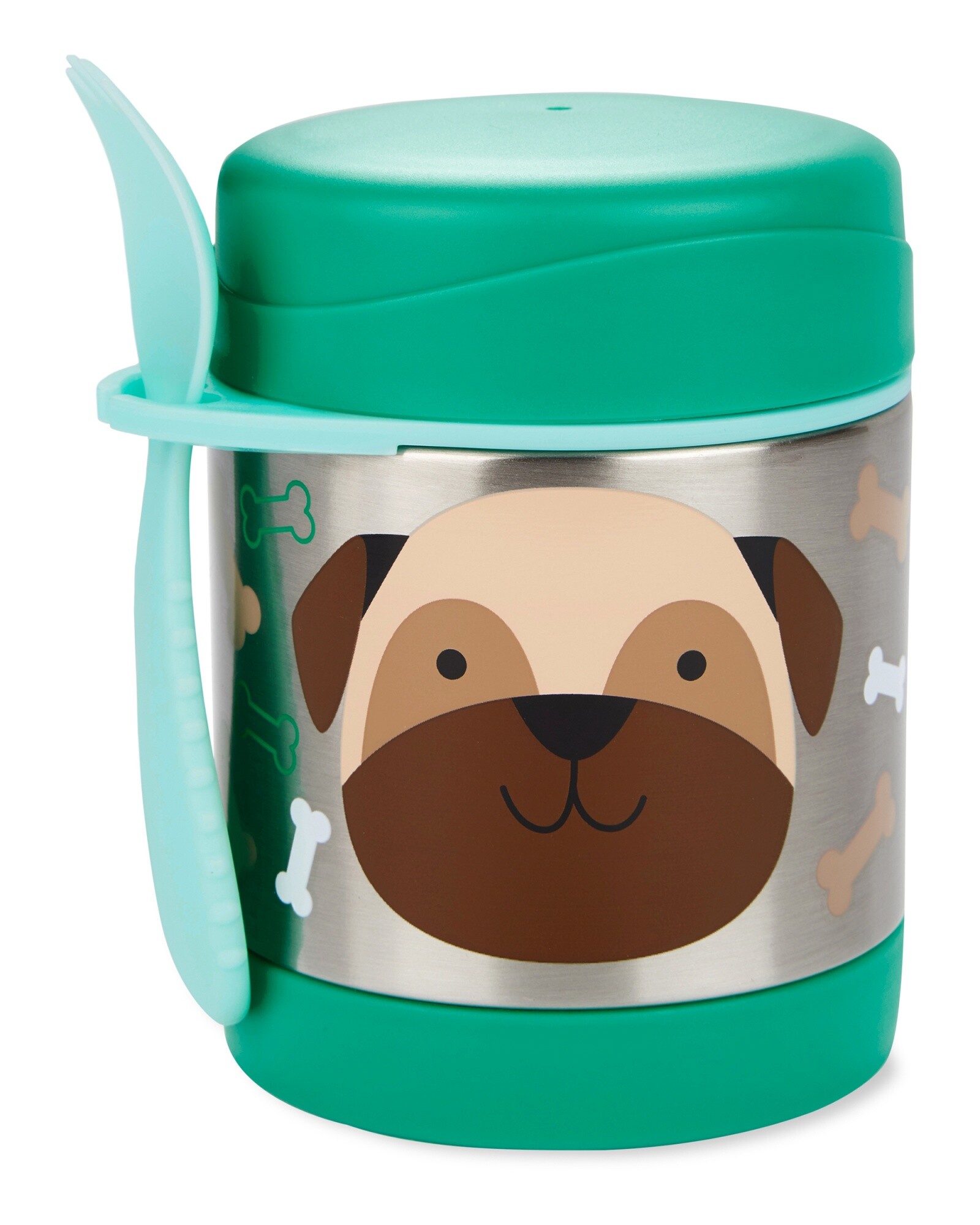 Tupper de acero inoxidable con cubierto, diseño perro Sin color