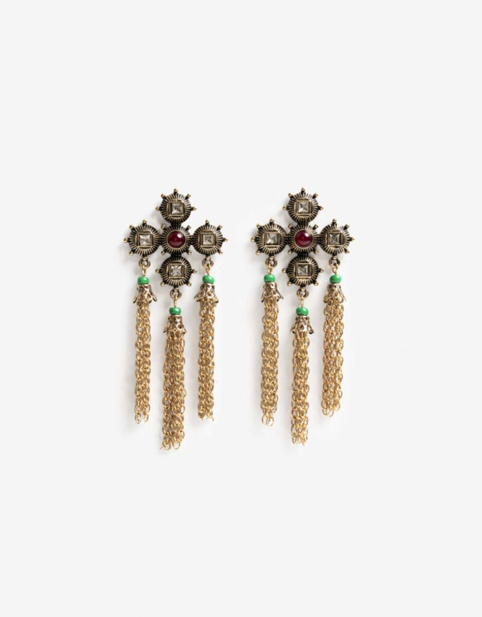 Aros Colgantes Largos Antique Gold - Dorado Antique Gold 