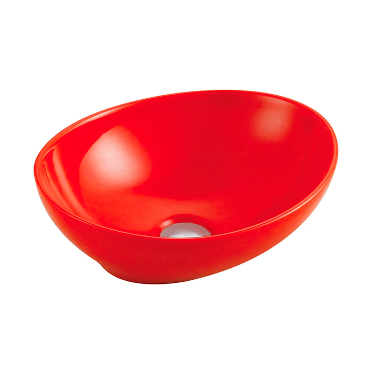 Semi Oval De Apoyo Porcelana 41X33X14.5 Roja 
