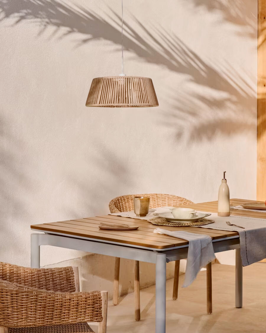 Pantalla para lámpara de techo Aldet de cuerda jaspeada beige Ø46 cm Pantalla para lámpara de techo Aldet de cuerda jaspeada beige Ø46 cm