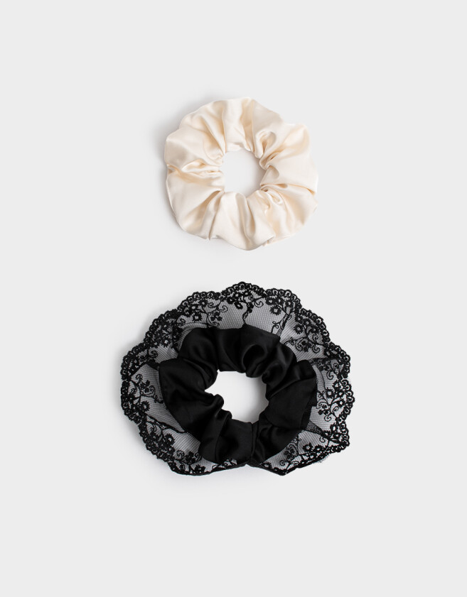 Skunzies De satén Set De Scrunchies - Combinacion Bicolor