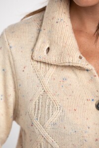 Cardigan Solapa Beige Melange