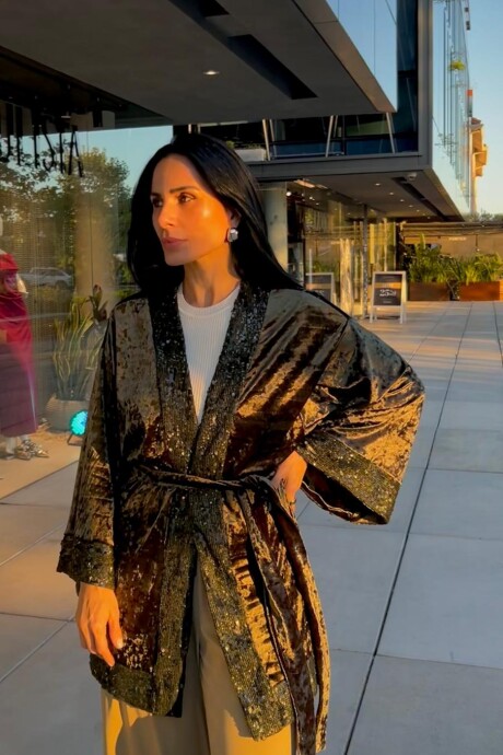 Kimono con lentejuelas Riley Verde