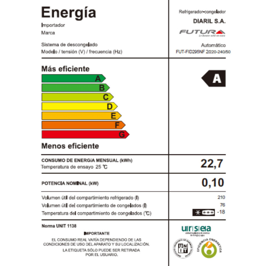 Refrigerador Futura FUT-FID295NF 2 Refrigerador Futura FUT-FID295NF 2