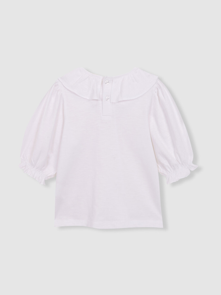 Camiseta Cuello Volante Blanco