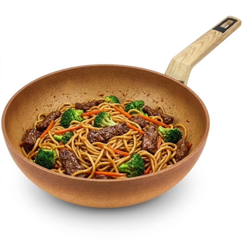 WOK TERRACOTA ANTIADHERENTE AMERCOOK • 28cm WOK TERRACOTA ANTIADHERENTE AMERCOOK • 28cm