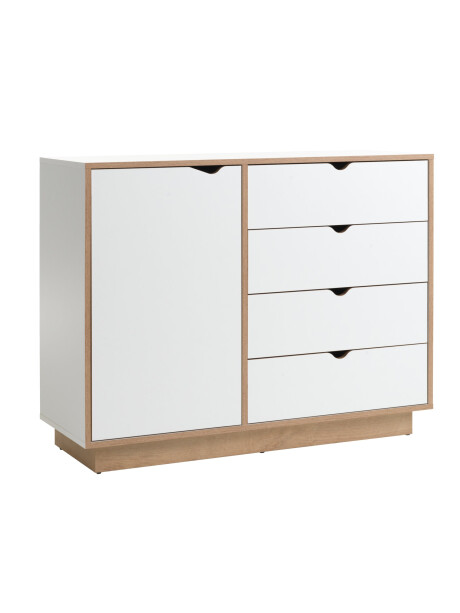 Cómoda MAMMEN 4 cajones 1 puerta bl/roble Cómoda MAMMEN 4 cajones 1 puerta bl/roble