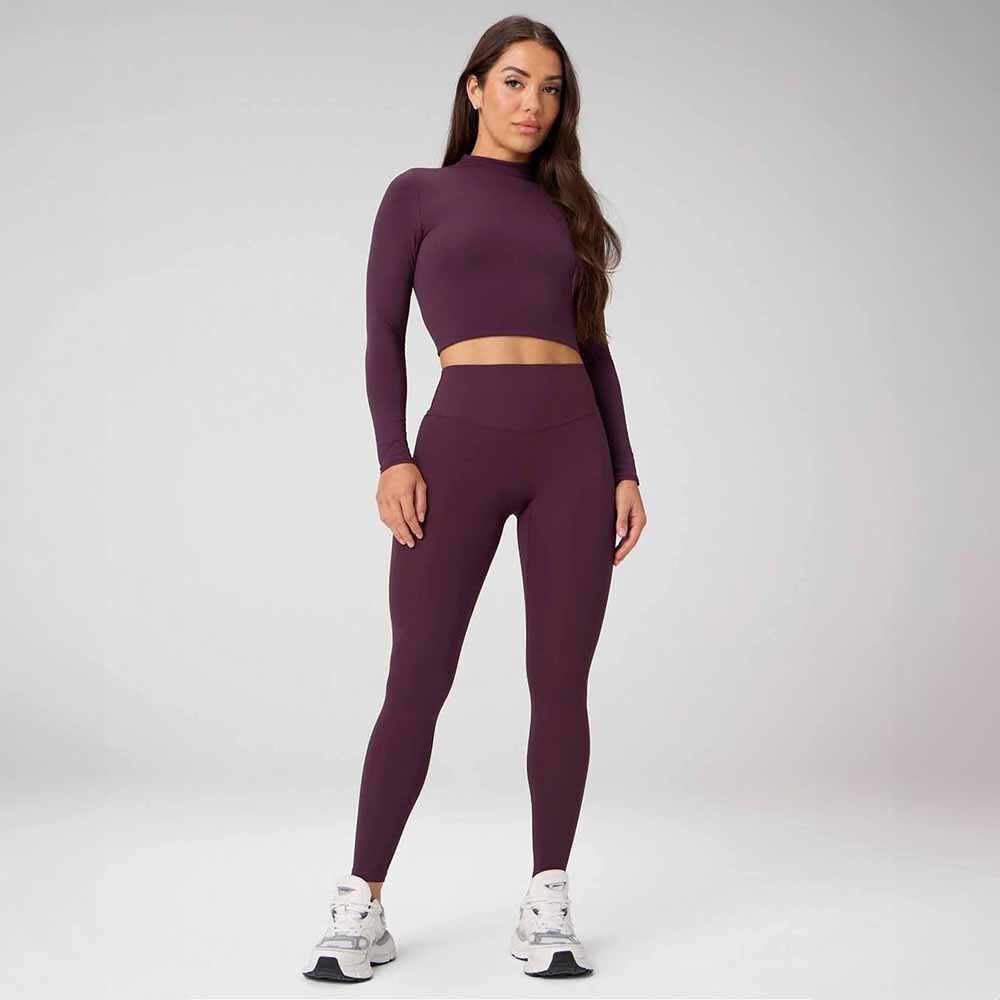 Polo Manga Larga Seamless Long-Sleeve Essential Tee Mujer Oxblood