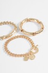 Set de 3 pulseras de cuentas dorado