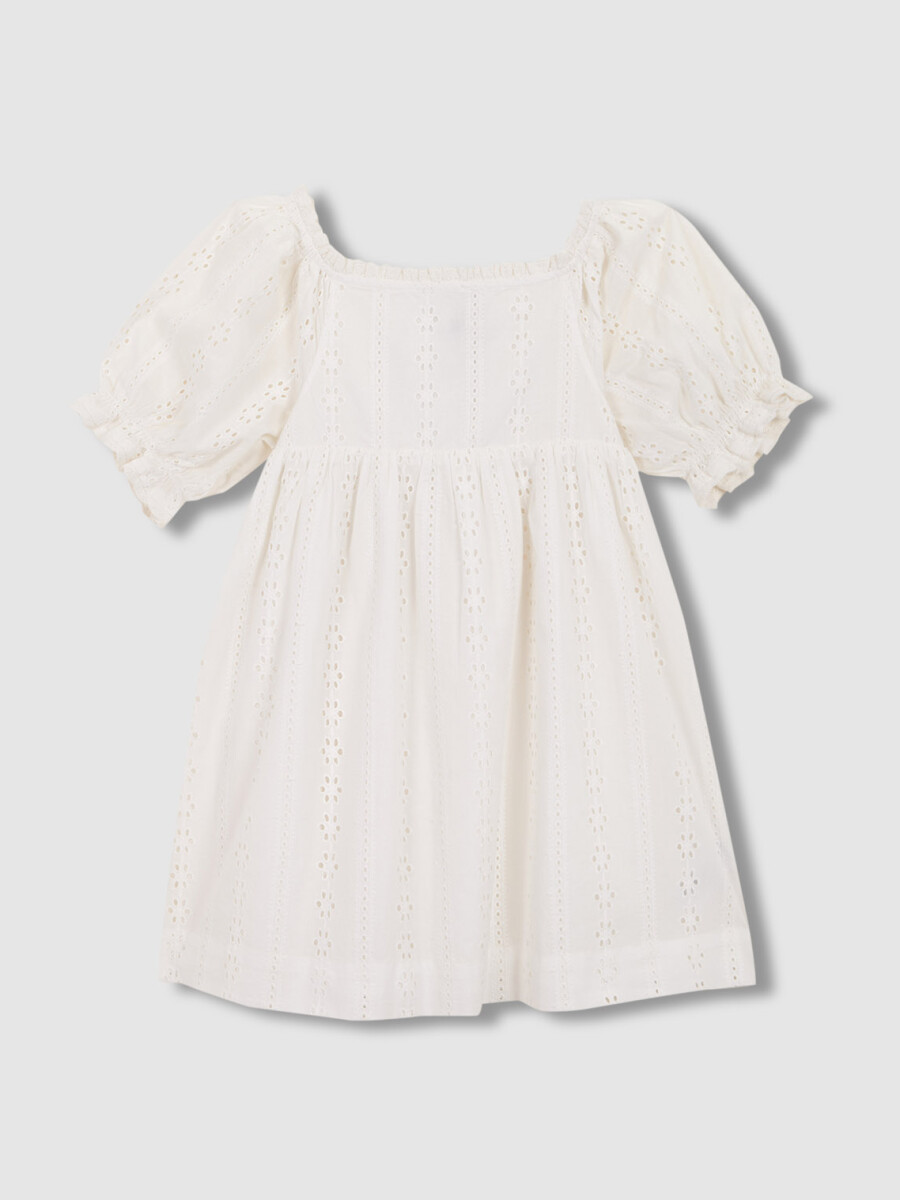 Vestido De Openwork Engomado Blanco Roto