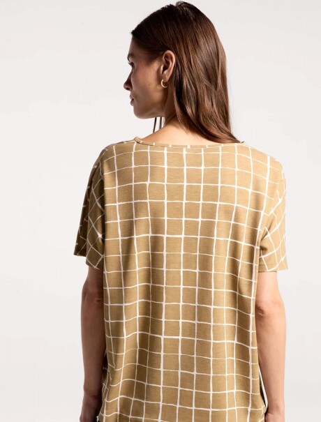 BLUSA ESTAMPADA DE MANGA CORTA MARRÓN