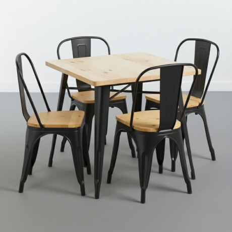 MESA TOLIX CUADRADA 70X70 Mesa De Comedor Cuadrada Tolix 70CM Negra