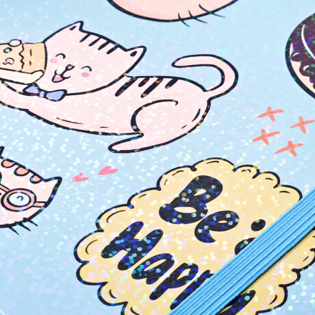 Cuaderno A5 con elastico gatito Celeste