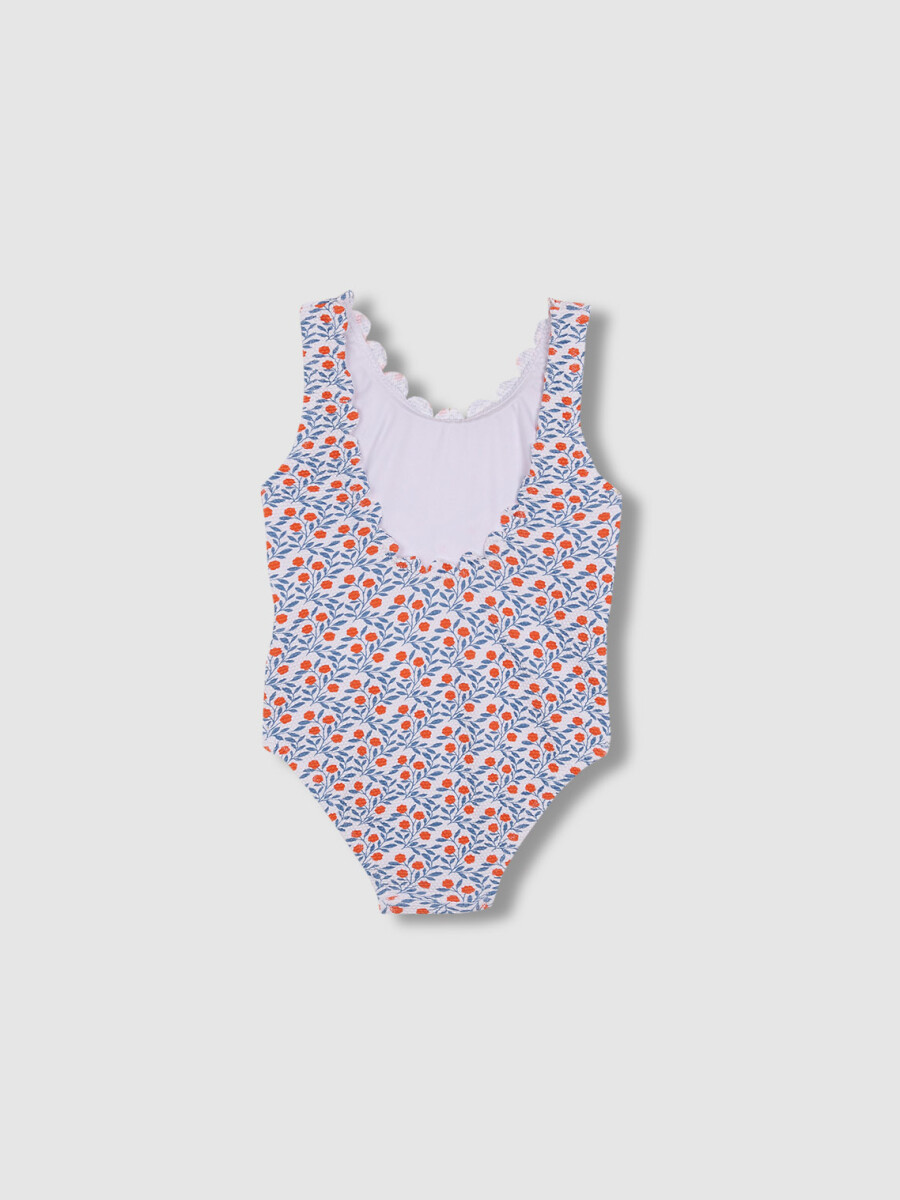 Bañador Estampado Ramas Floral Blanco