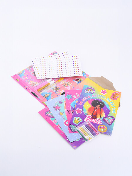 SET BARBIE GLITTER CRYSTAL DISEÑA FOTO ROSADO (V)