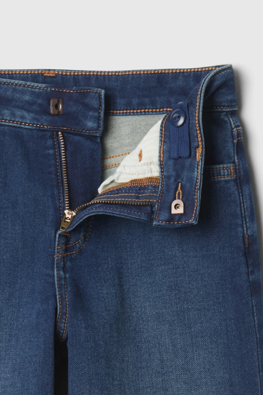 Jean Wide Tiro Alto Niña Dark Wash Indigo 119