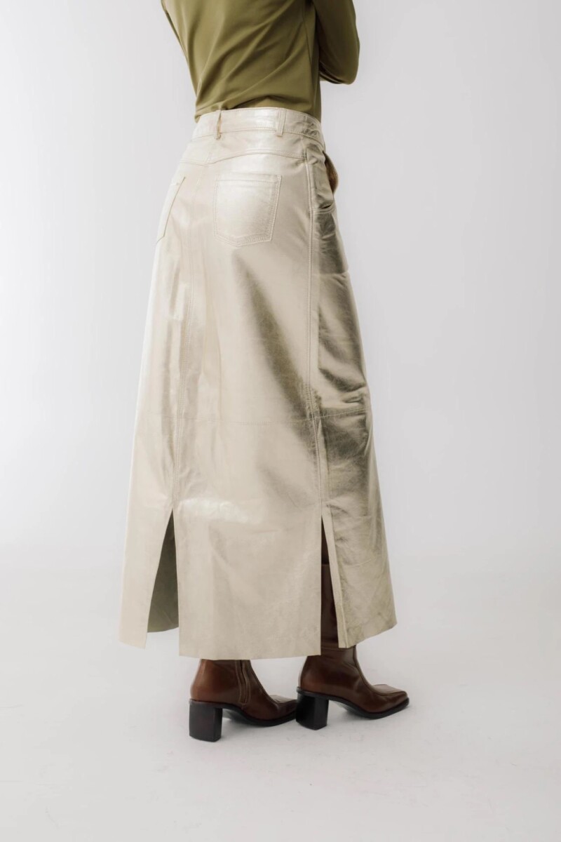 FALDA TANTA COURO METALIC LONG Champagne