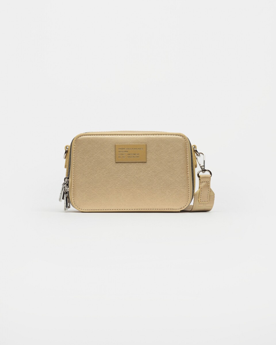 Bandolera New Penny en efecto cuero zaffiano - Oro 