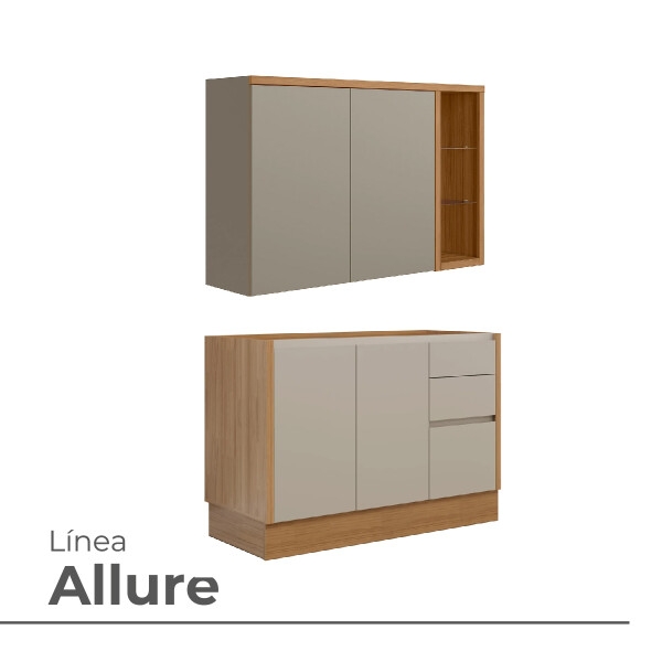 KIT COCINA AEREO Y BAJO MESADA CON ZÓCALO ALLURE Kit Cocina Aereo Y Bajo Mesada Con Zócalo Allure