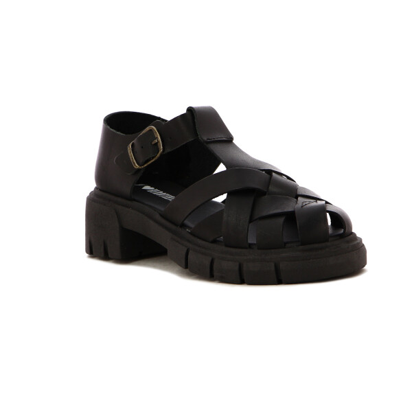Euro Teens Sandalia Casual Tiras Cruzadas C/talón Suela Tractor Negro