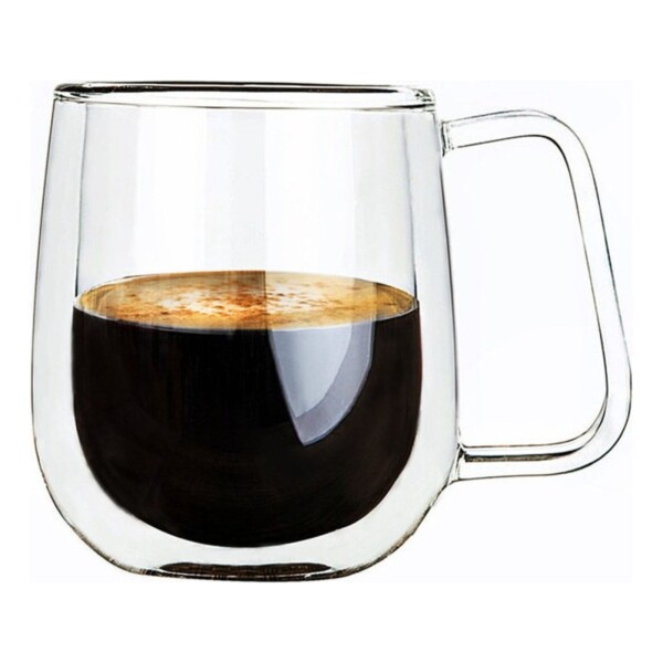 Taza Vidrio Doble Pared Con Asa Té Café Bebidas Frías 330ml Taza Vidrio Doble Pared Con Asa Té Café Bebidas Frías 330ml