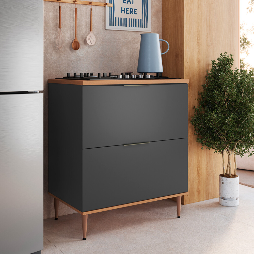 Módulo bajo ALICE 0,80 m 2 cajones, color Grafito Módulo Bajo Alice 0,80 M 2 Cajones, Color Grafito