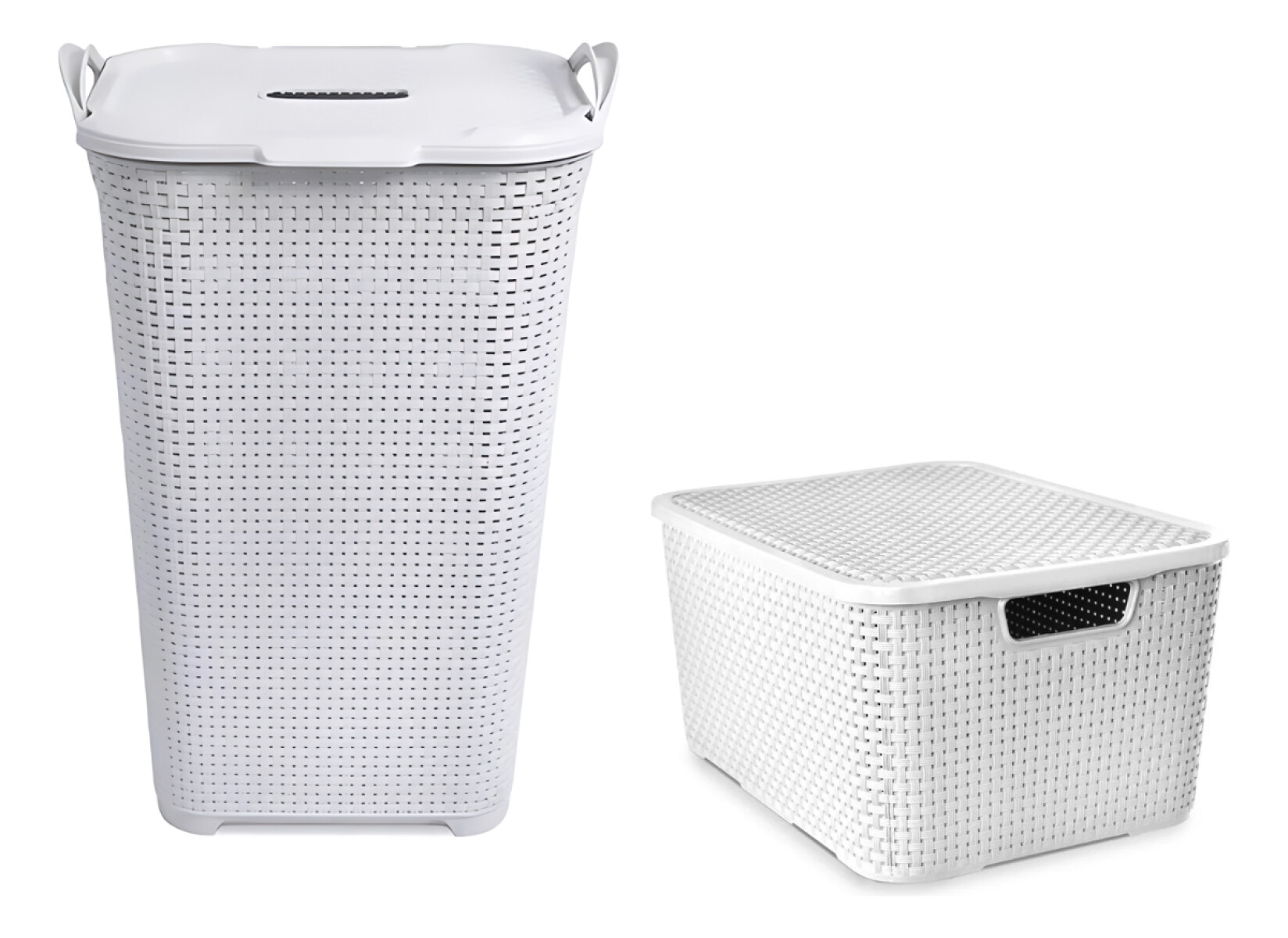 Pack X 2 Cesto Y Caja Organizador Plástico Rattan 36/40lts 