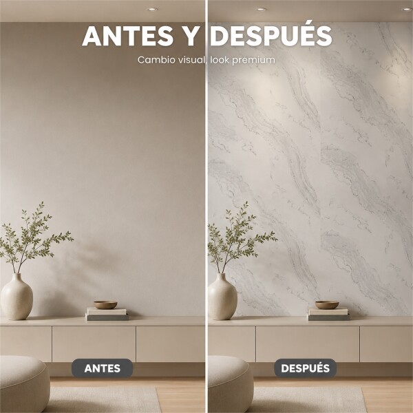 Pack x20 Placa PVC Símil Mármol 2,44x1,22m 3mm Resistente Gris Veteado