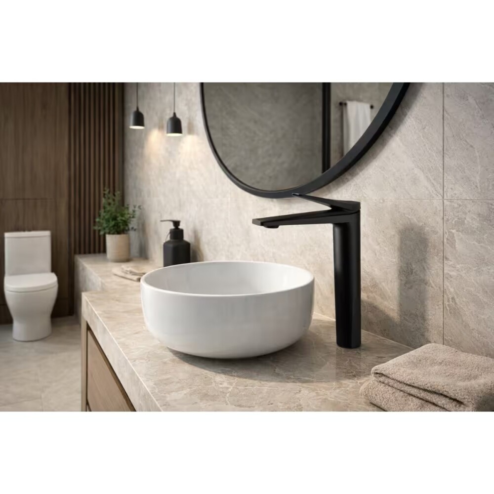 Grifería de lavatorio Monocomando Alto de mesada Chronos negro mate Grifería De Lavatorio Monocomando Alto De Mesada Chronos Negro Mate