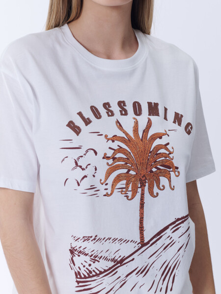 Remera estampada Palmera Blanco
