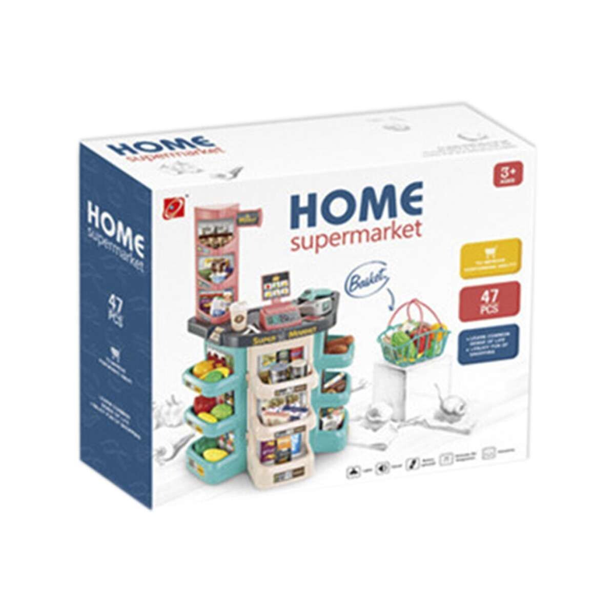 Mini Supermarcado Infantil c/ Caja registradora, Luz, Sonido - 47 piezas 