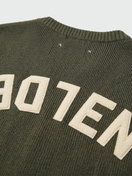 Golden Goose sweater de punto cuello redondo en algodón orgánico con logo Marrón