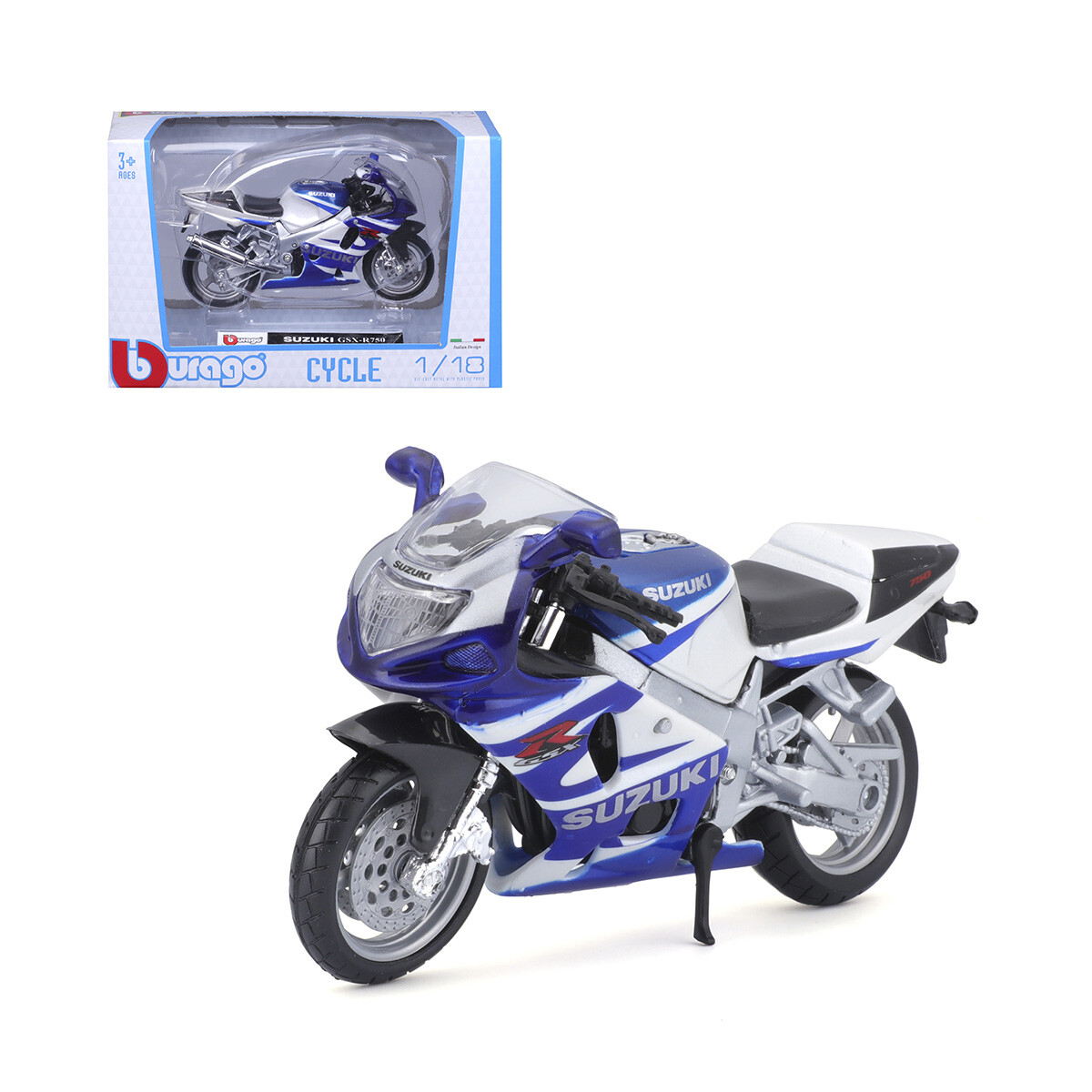 Motocicleta Bburago Suzuki GSX-R750 Escala 1:18 