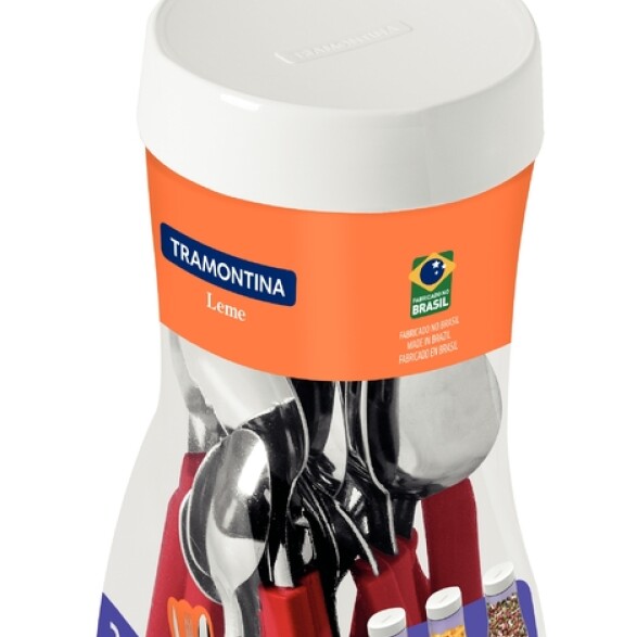 Juego de cubiertos rojos (pote 20 piezas) "Leme" -TRAMONTINA TN7646
