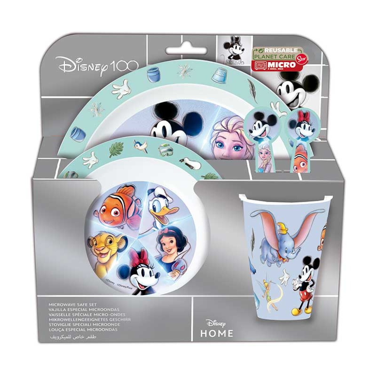 Set x 5 Infantil Disney 100 para Microondas 