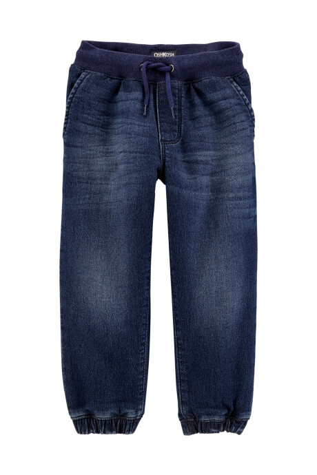 Pantalón de jean con puño de algodón y cordón 0