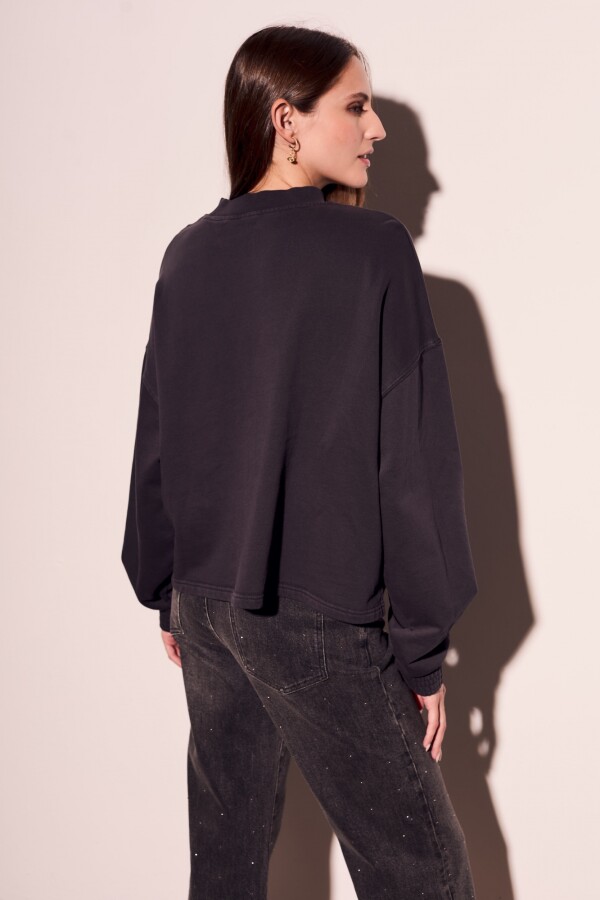 Sweater Algodón Lavado Negro Lavado