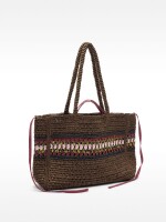 Bolso Shopper Efecto Rafia Con Detalle Trenzado marron